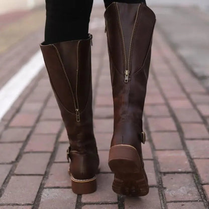 Bottes cavalières hautes à boucles