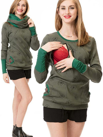 Sweatshirt de maternité chic à fleurs avec poches