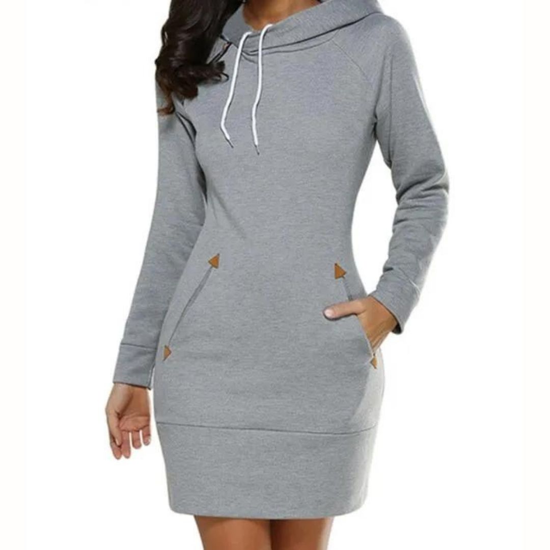 Robe sweat à capuche avec cordons contrastés