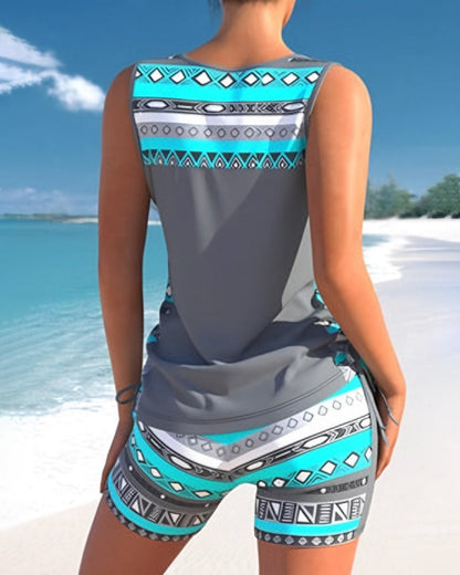 Set Tankini a Motivi per uno Stile Seducente e Confortevole