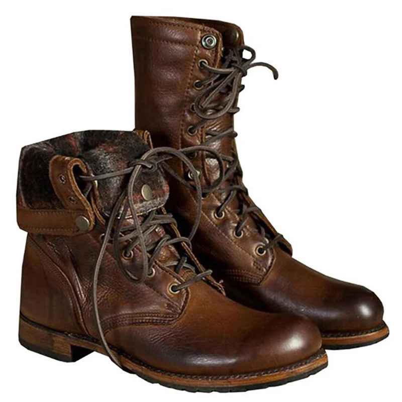 Bottes montantes à lacets au style militaire vintage