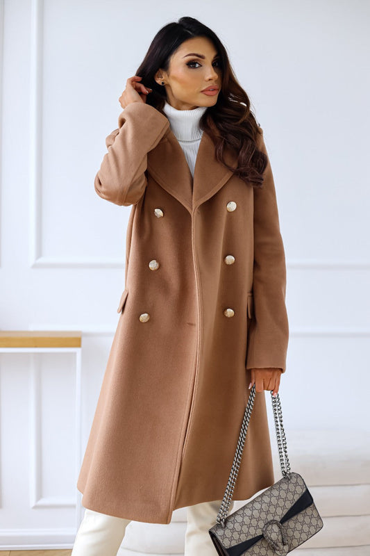 Manteau long élégant coupe fluide