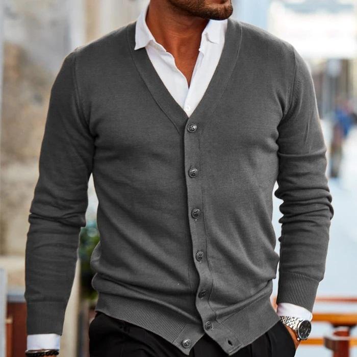 Cardigan boutonné ajusté en maille fine