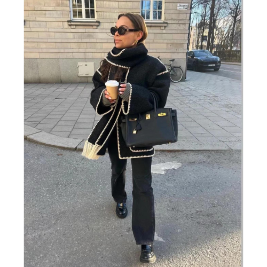 Manteau chic à col enveloppant élégant