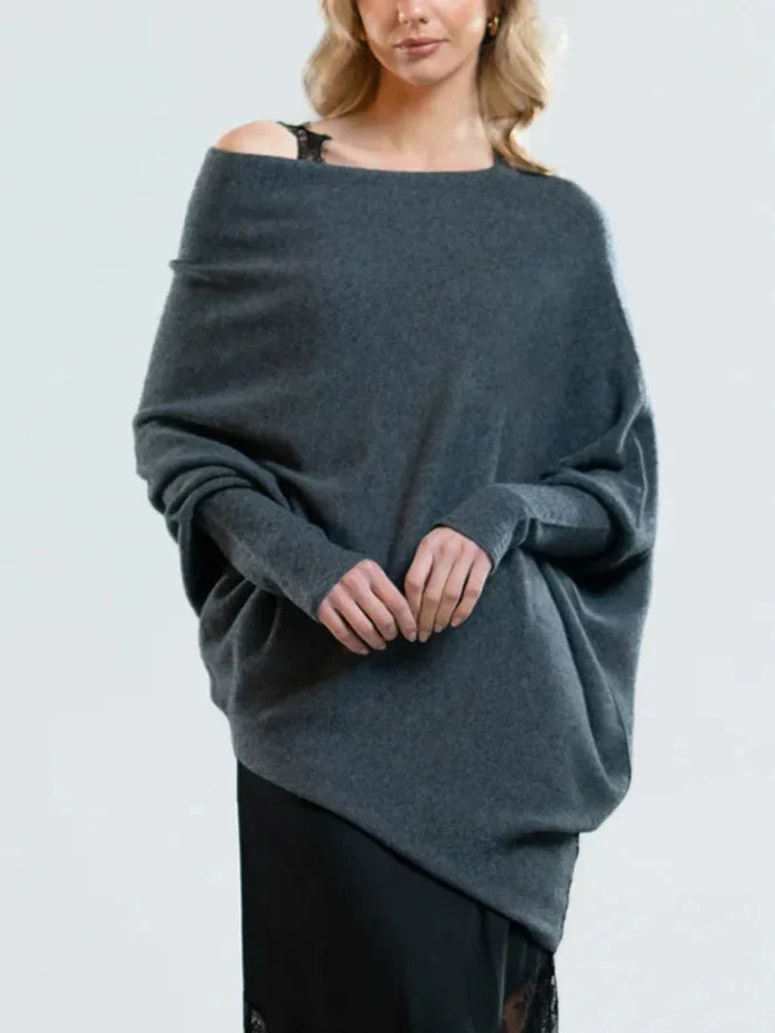 Pull en maille chic drapé asymétrique