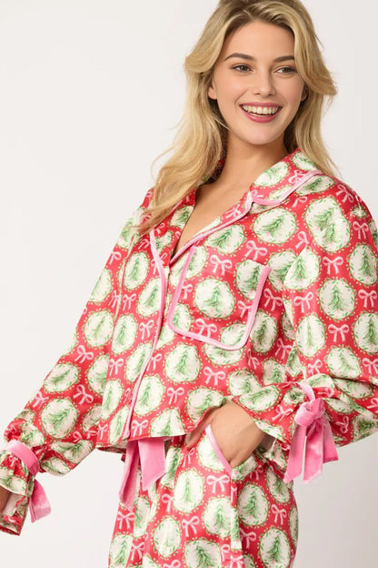 Chique winterpyjama set met feestelijke motieven