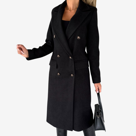 Manteau Long Élégant Silhouette Croisée