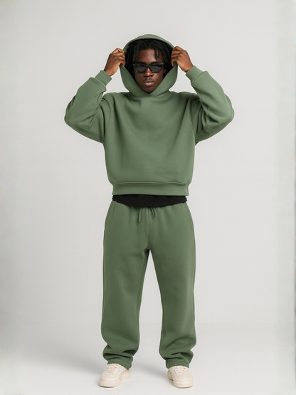 Oversized Hoodie and Jogger Set with Kangaroo Pocket for Men