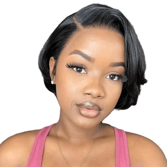 Perruque Cheveux Humains Coupe Pixie Cheveux Raides