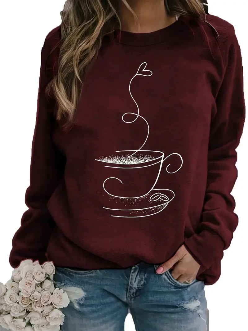 Sweatshirt décontracté chic à motif café