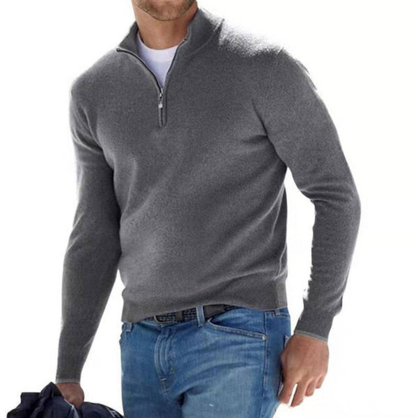 Pull col zippé en maille fine douce élégant