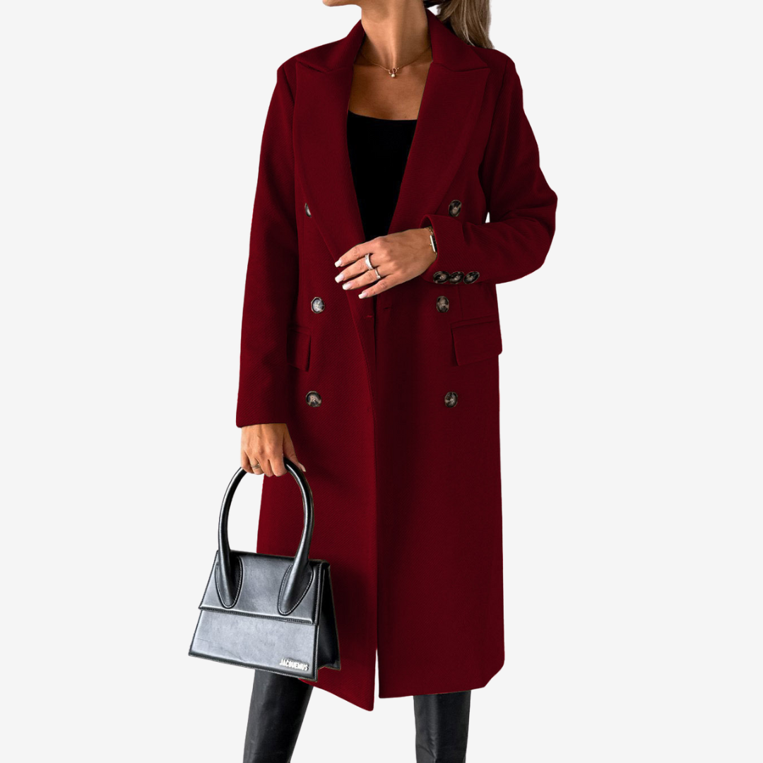 Manteau Long Élégant Silhouette Croisée
