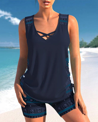 Set Tankini a Motivi per uno Stile Seducente e Confortevole
