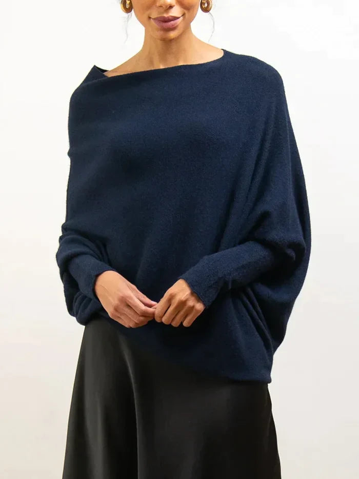 Pull en maille chic drapé asymétrique