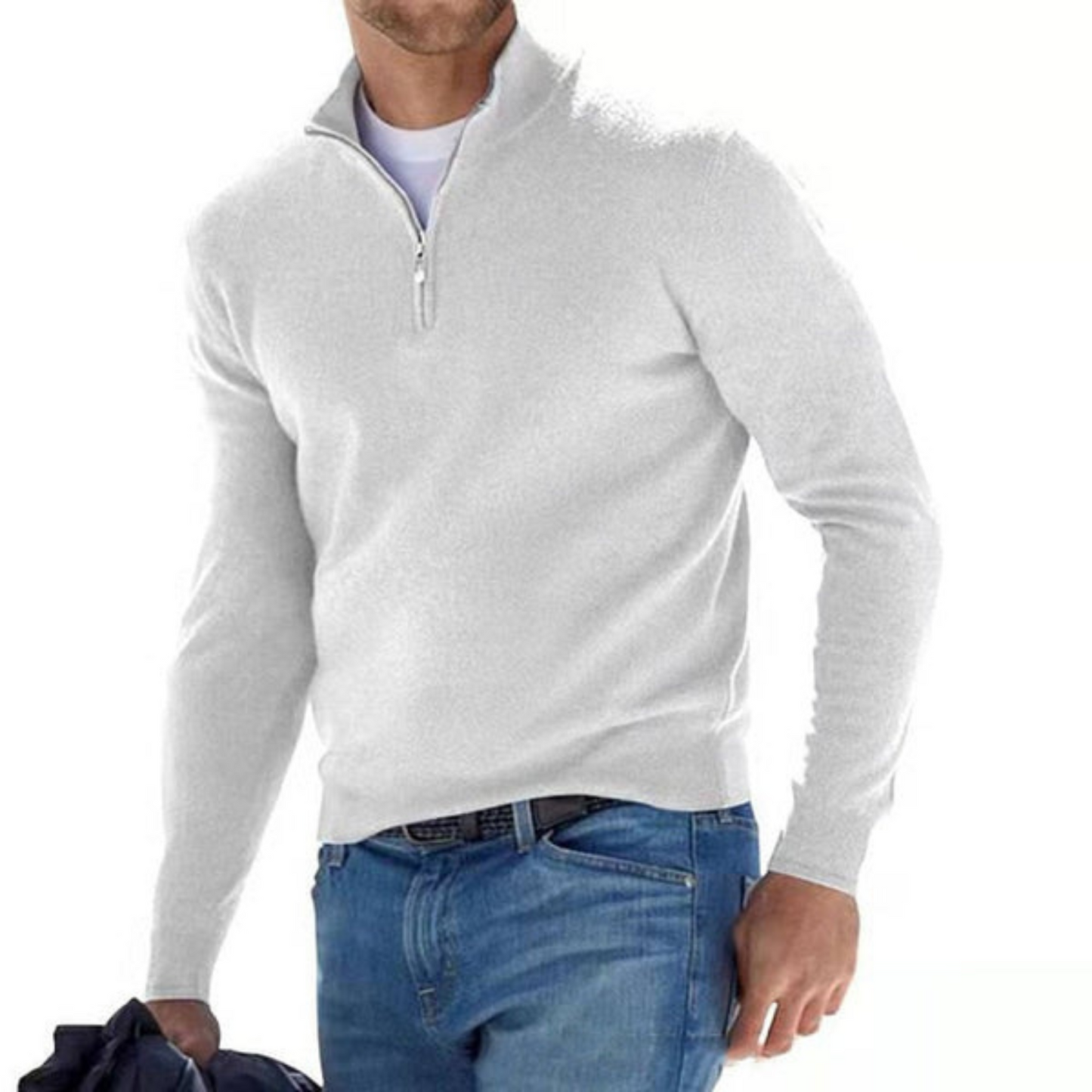 Pull col zippé en maille fine douce élégant