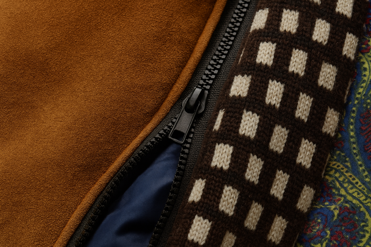 Stand Collar Overcoat with Layered Scarf Insert and Buttons for Men