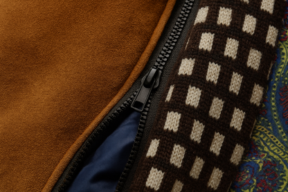 Stand Collar Overcoat with Layered Scarf Insert and Buttons for Men