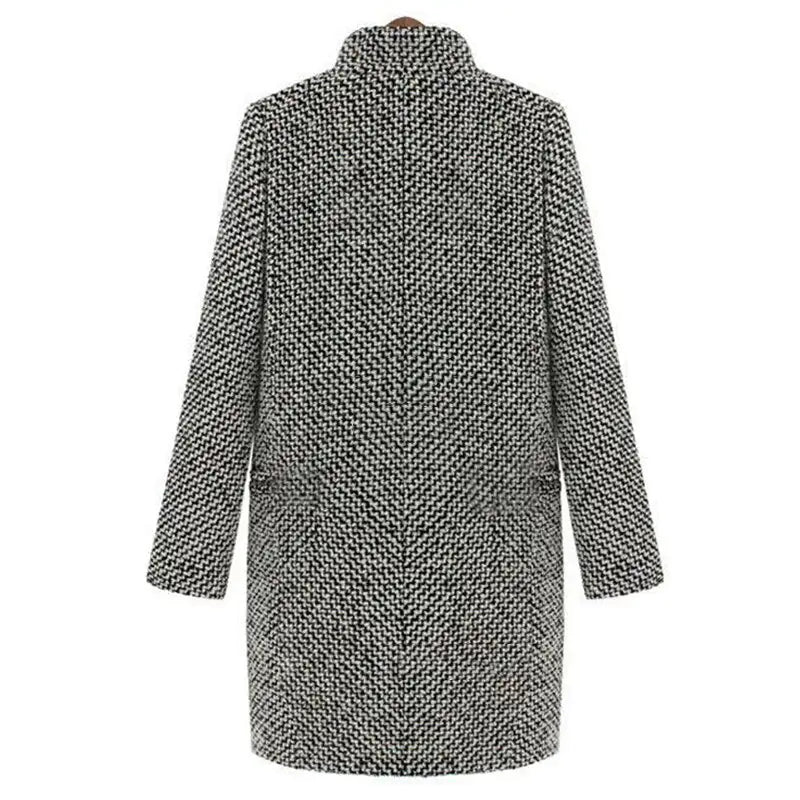 Manteau long pied-de-poule chic