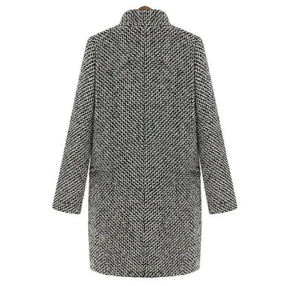 Manteau long pied-de-poule chic