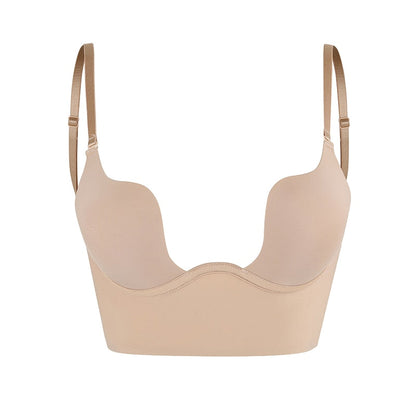 Plunge Backless Bra with Adjustable Straps and Soft Cups for Women
