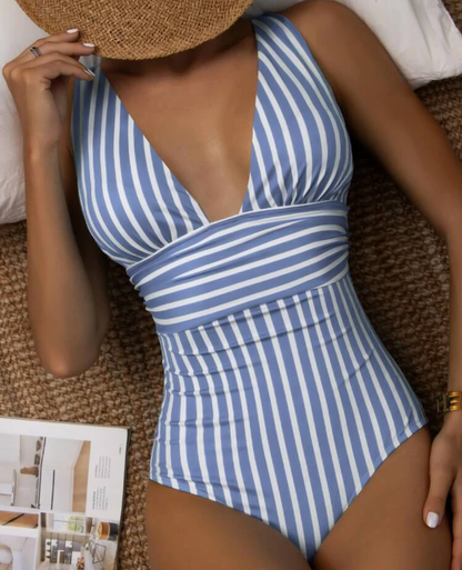 Maillot de bain Rétro 1 pièce à col V plongeant pour femme