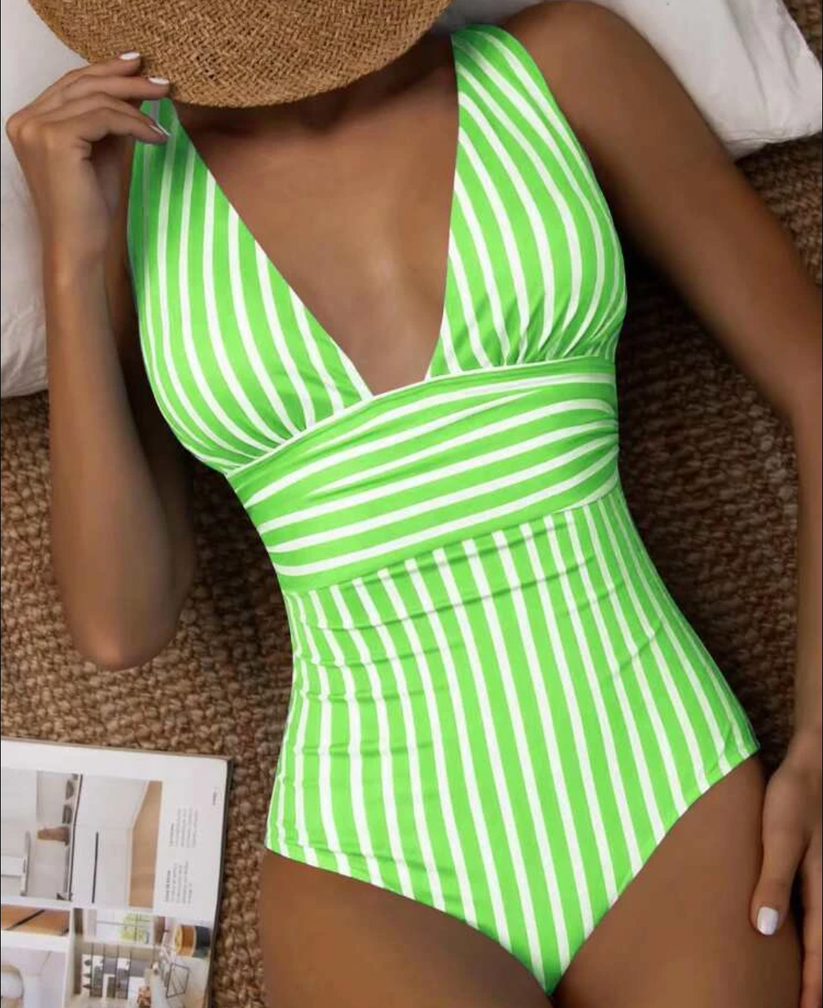 Maillot de bain Rétro 1 pièce à col V plongeant pour femme