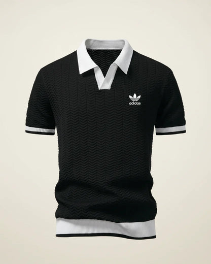Short Sleeve Polo Shirt with Contrast Collar and Textured Look for Men