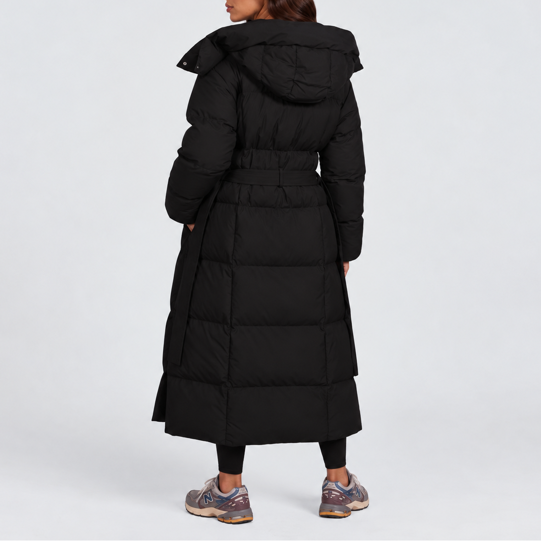 Long Puffer Coat with Hood for Women