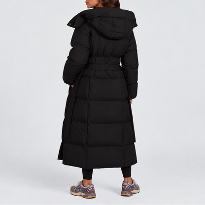 Long Puffer Coat with Hood for Women