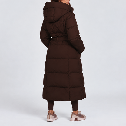 Long Puffer Coat with Hood for Women