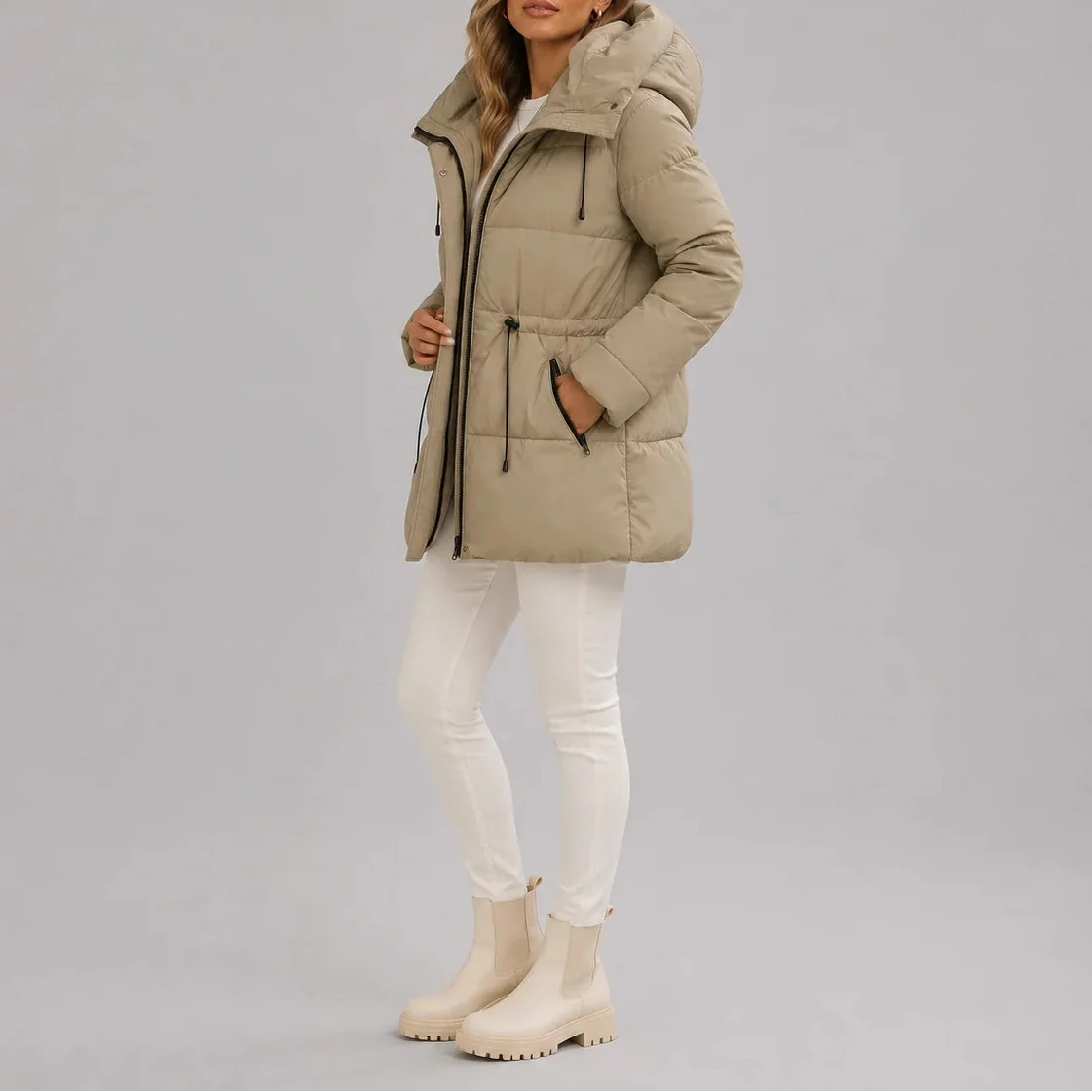 Puffer Coat with Hood for Women in Winter Fashion