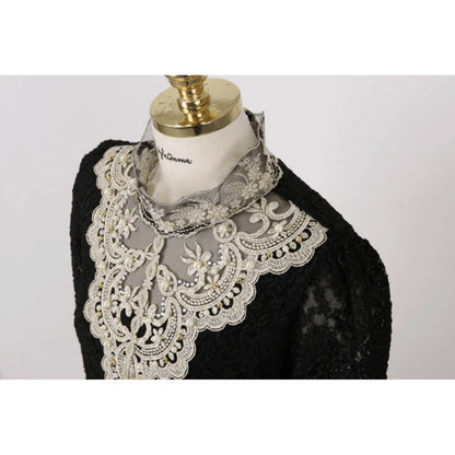 Blouse en dentelle ajourée au style victorien pour femme