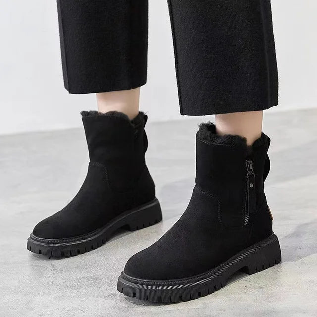 Bottes d'hiver mi-mollet avec zip élégant