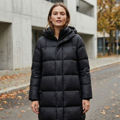 Warme, lange Oversize-Daunenjacke für Damen
