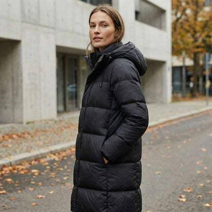 Warme, lange Oversize-Daunenjacke für Damen