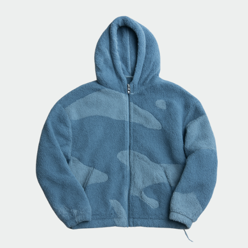 Hooded Zip Up Jacket with Panel Design and Drawstring Hem for Men