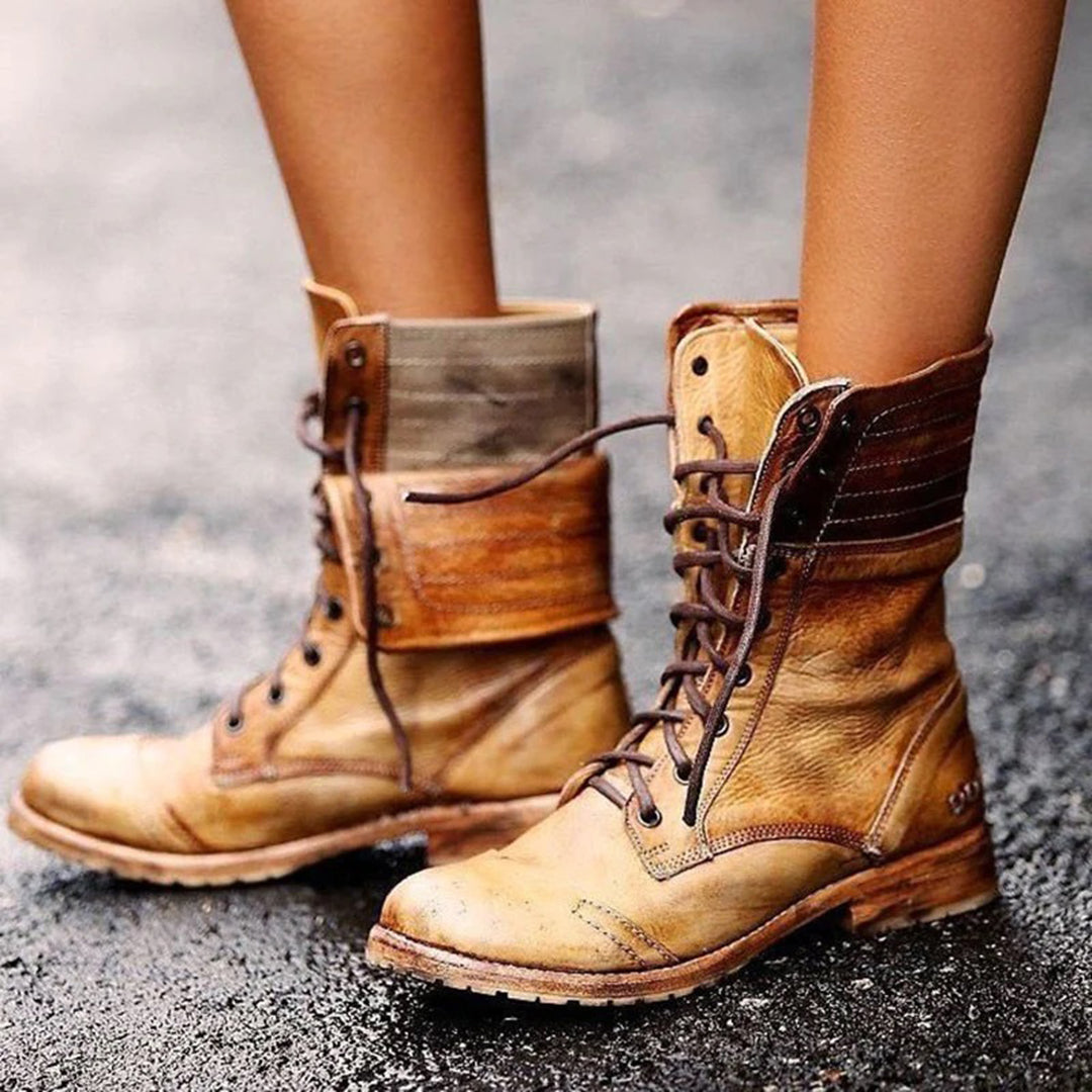 Bottines en cuir à lacets pour femme - Élégance et confort