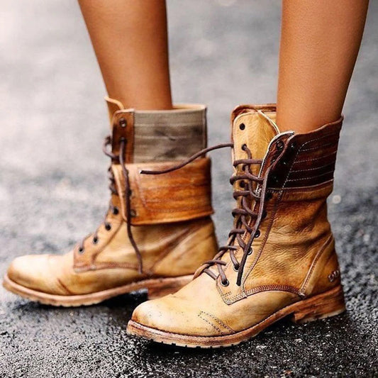Bottines en cuir à lacets pour femme - Élégance et confort