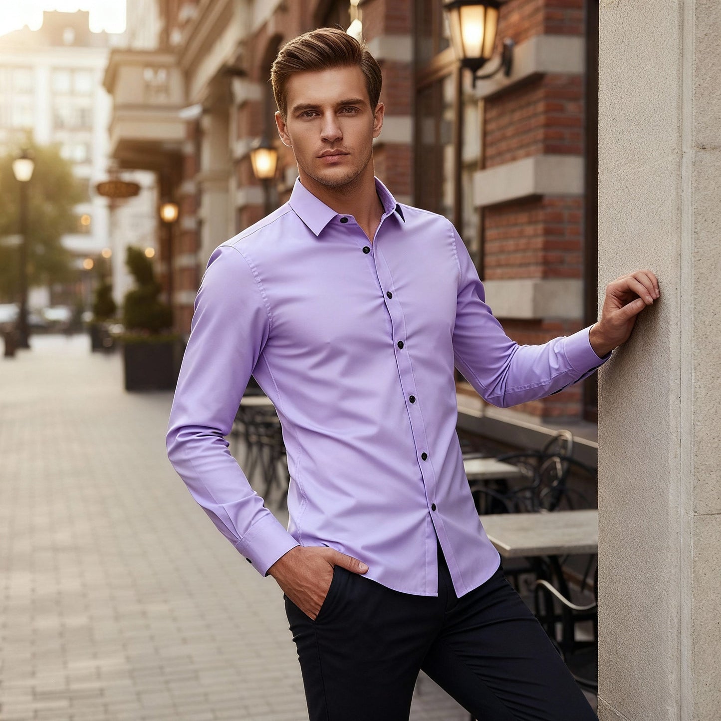 Koszula z długim rękawem i klasycznym kołnierzem