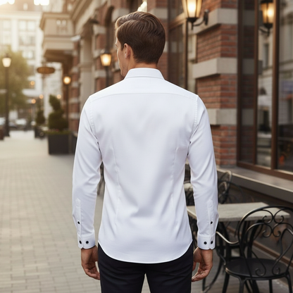 Koszula z długim rękawem i klasycznym kołnierzem