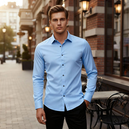 Koszula z długim rękawem i klasycznym kołnierzem