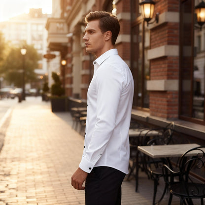 Koszula z długim rękawem i klasycznym kołnierzem