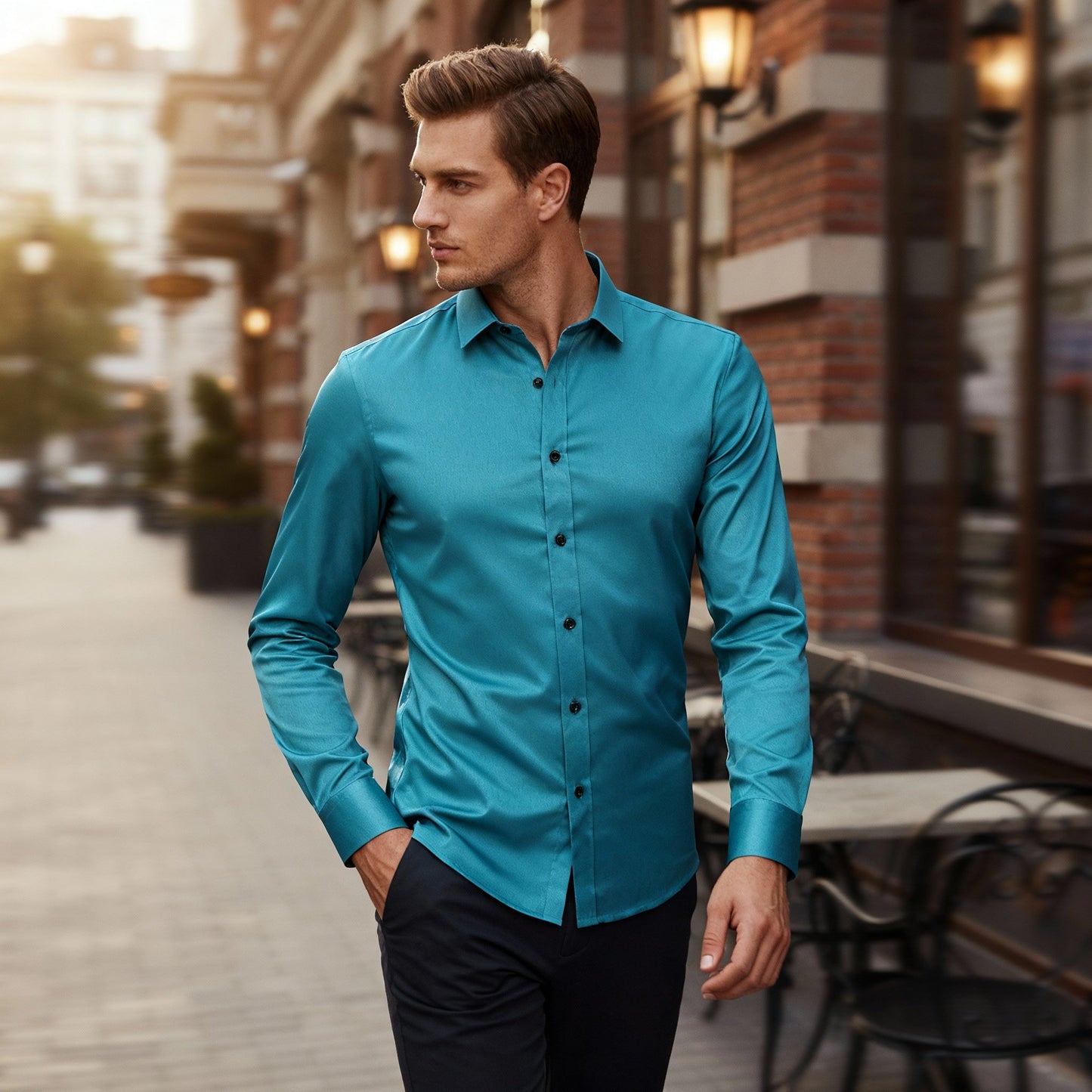 Koszula z długim rękawem i klasycznym kołnierzem