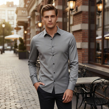 Koszula z długim rękawem i klasycznym kołnierzem