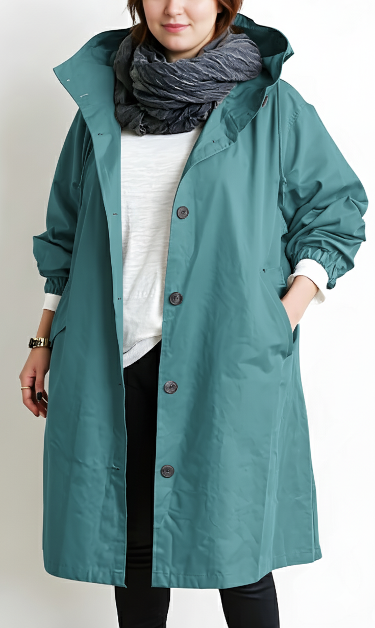 Trench pour femme oversize à capuche avec coupe ample et décontractée