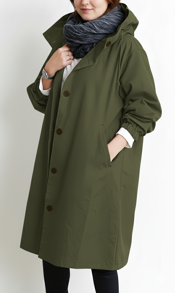 Trench pour femme oversize à capuche avec coupe ample et décontractée
