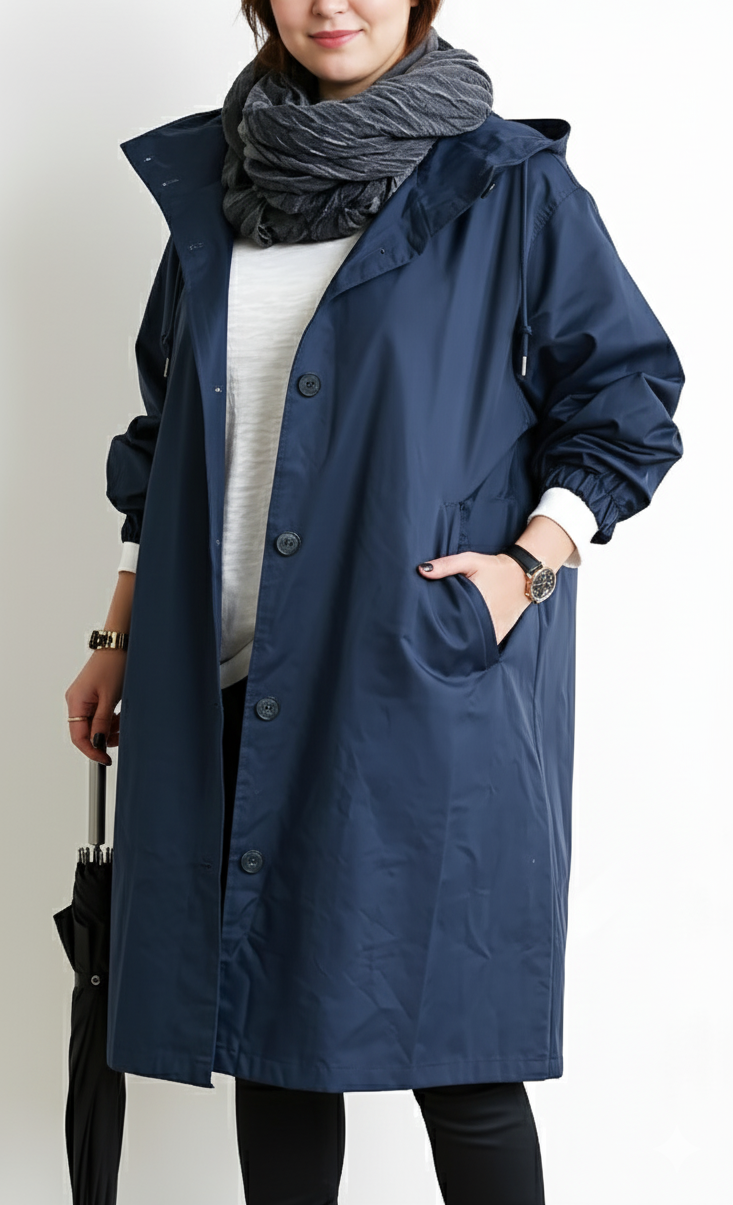 Trench pour femme oversize à capuche avec coupe ample et décontractée