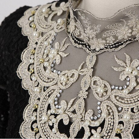 Blouse en dentelle ajourée au style victorien pour femme