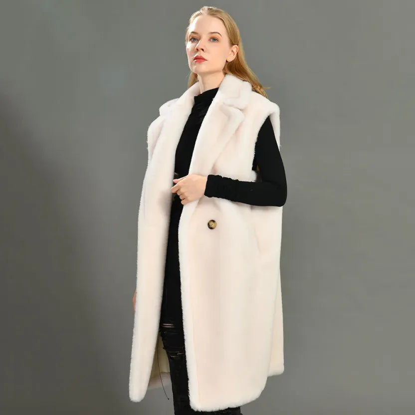 Sleeveless elegant Teddy coat