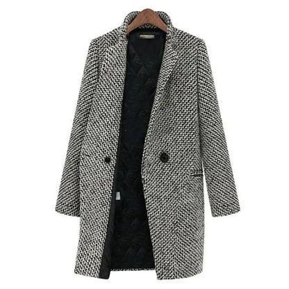 Manteau long pied-de-poule chic